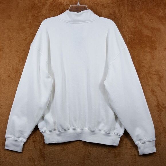 THE NORTH FACE Sweatshirt Mens Large White Dune 1/4 Pullover EVOLUTION Logo - Picture 4 of 8